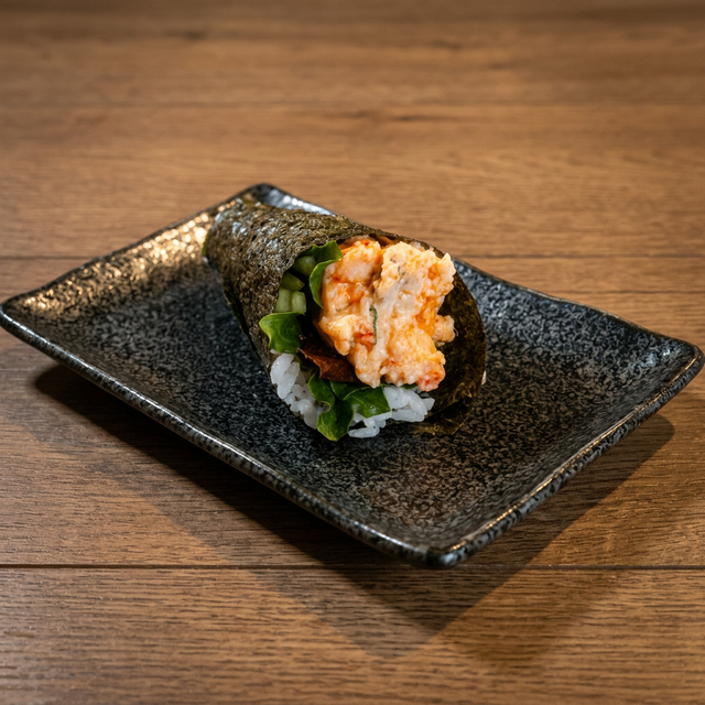 Spicy Lobster Hand Roll.