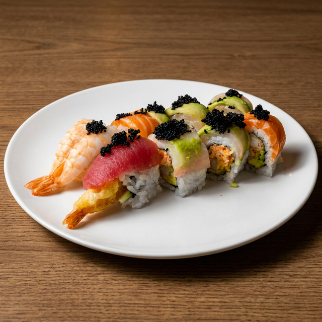 Spicy Rainbow Raw Roll.
