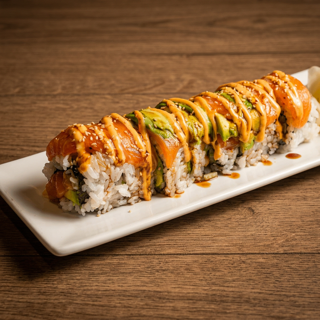Sweet and Spicy Crunch Raw Roll.